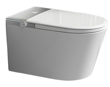 The Refurne Modern Japanese Wall-Mounted Smart Toilet features a heated seat, remote control, and advanced hygiene functions in a sleek white design with smart technology.