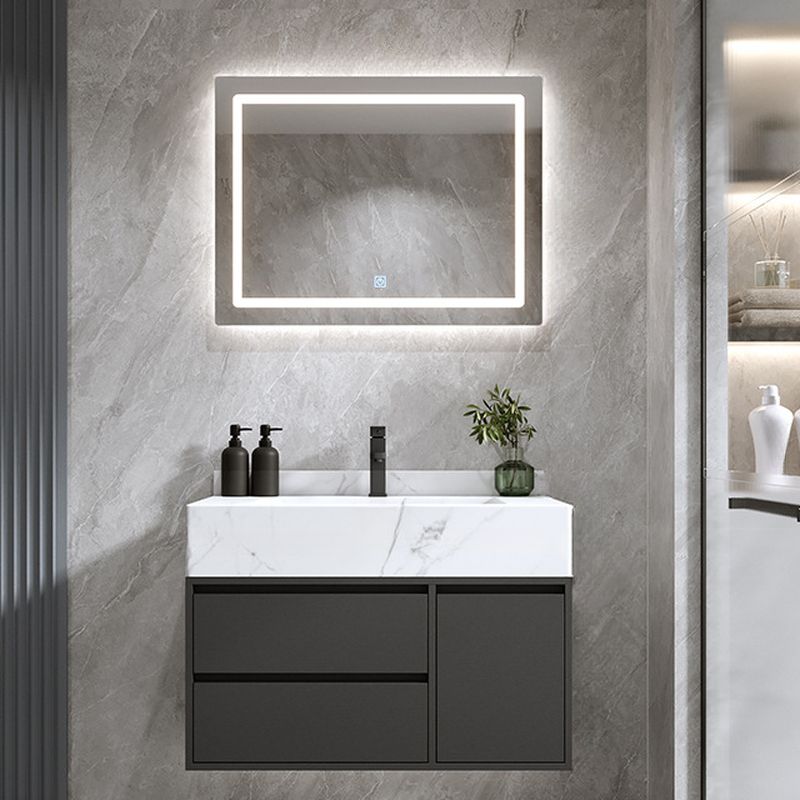 Modern Floating Rock Slate Countertop Wash Basin – Marble Effect Ceramic Sink with Optional Matching Base Panel or Cabinet | 800 x 500mm | 3 Colors