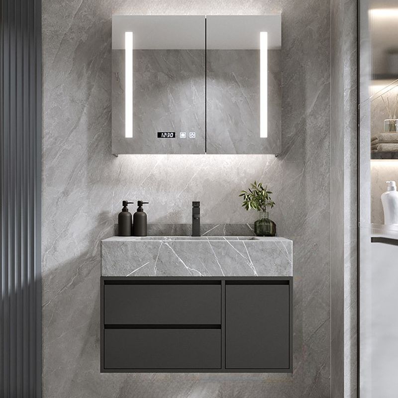 Modern Floating Rock Slate Countertop Wash Basin – Marble Effect Ceramic Sink with Optional Matching Base Panel or Cabinet | 800 x 500mm | 3 Colors