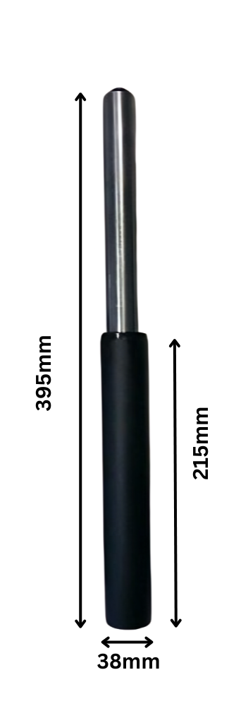 The Refurne Vitra Eames Replacement Gas Lift Cylinder comes in 195mm, 215mm, and 230mm sizes; it features a black grip handle and clear measurement markings—ideal for office chair replacements.