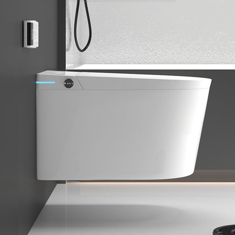 The Refurne Japanese Wall Hung Smart Bidet Toilet Frame Set features a concealed water tank, heated seat, remote control, touchless operation, P-trap, UV sterilization, and instant heating for modern Japanese style in your bathroom.