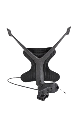 The Refurne PostureFit Full Kit for Herman Miller Aeron Size B & C Classic Chair is shown against a white background, featuring ergonomic lumbar support reminiscent of an attached wrist support and a sleek, black Y-shaped design.