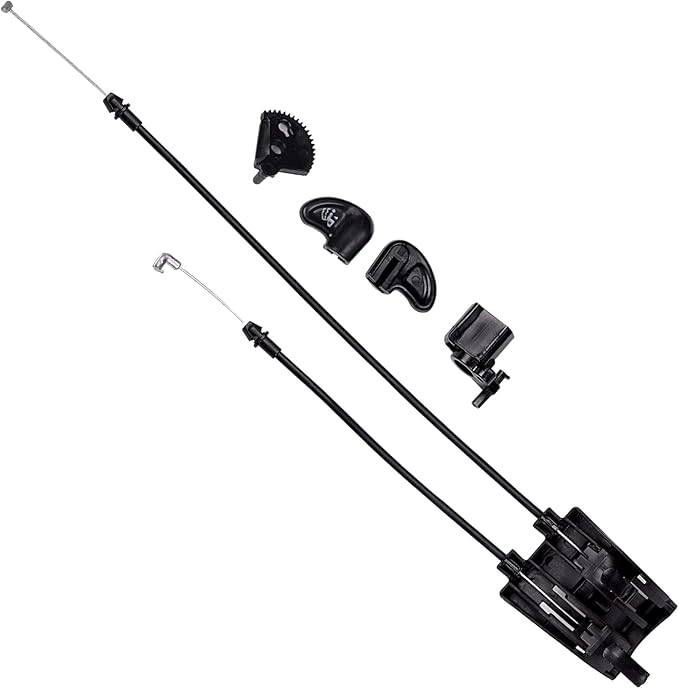 A set of Refurne Forward & Rear Tilt Cables for Herman Miller Classic Aeron chairs (sizes A, B & C) with four small matching plastic parts, arranged on a white background—functioning as a tilt cable replacement kit.