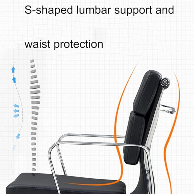 Vitra Eames Style EA217 Soft Pad Office Chair Low-Back – Black Italian Leather - Brand New