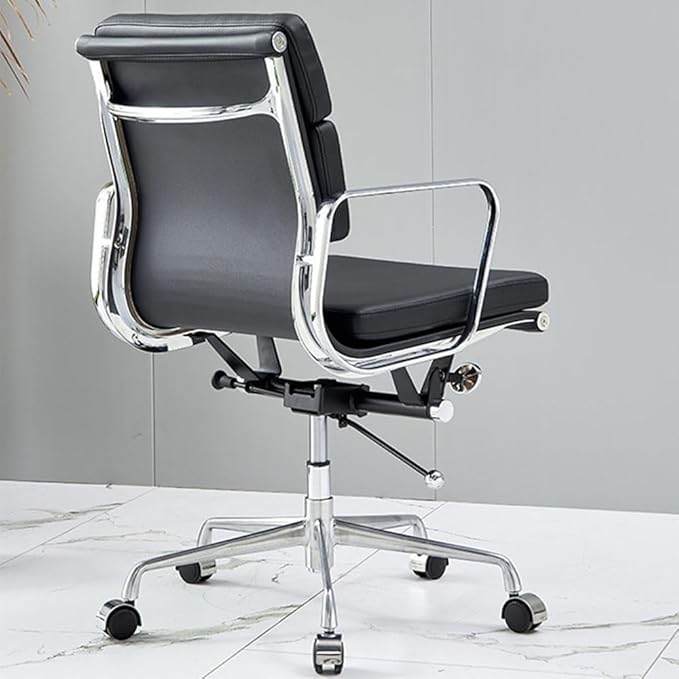 Vitra Eames Style EA217 Soft Pad Office Chair Low-Back – Black Italian Leather - Brand New