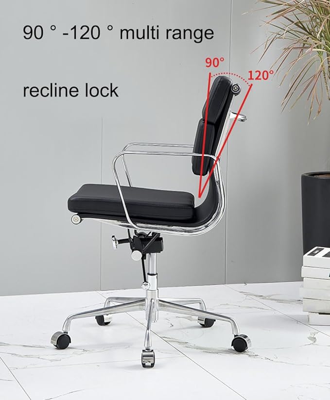 Vitra Eames Style EA217 Soft Pad Office Chair Low-Back – Black Italian Leather - Brand New