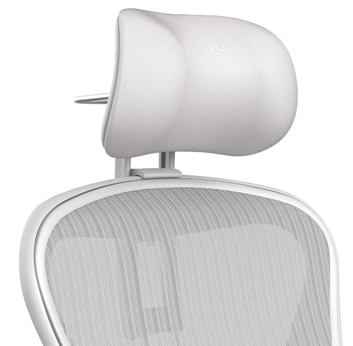 The Refurne Herman Miller Aeron Headrest by Atlas – Cushion Edition (Mineral) features an adjustable, padded mesh headrest for superior ergonomic support and comfort.
