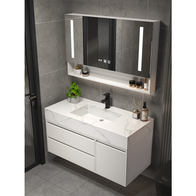 Modern Floating Rock Slate Countertop Wash Basin – Marble Effect Ceramic Sink with Optional Matching Base Panel or Cabinet | 800 x 500mm | 3 Colors