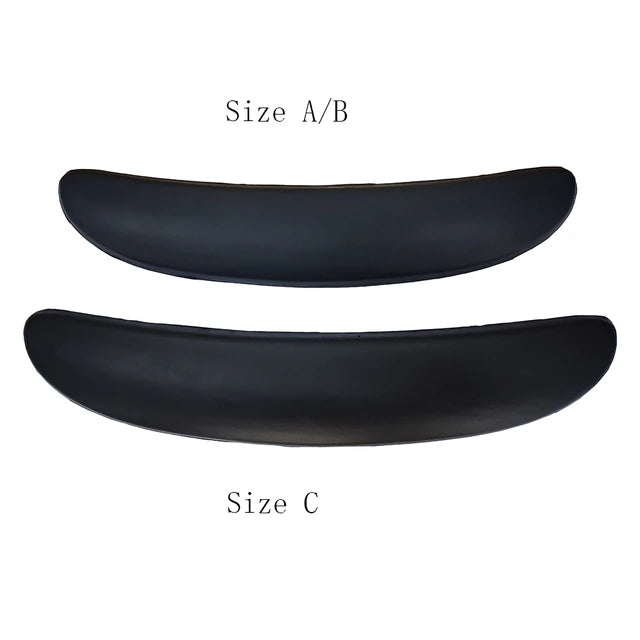 Two black curved foam inserts labeled Size A/B (top) and Size C (bottom) from Refurne, designed as replacement seat cushions for the Herman Miller Classic Aeron Chair, shown on a white background.