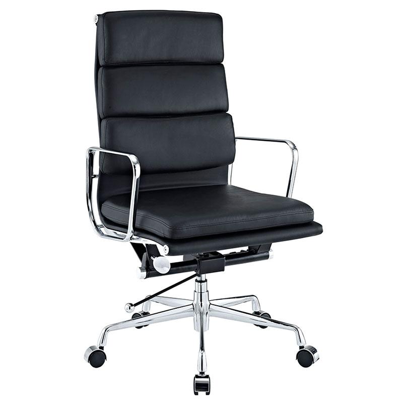 Vitra Eames Style EA219 Soft Pad Office Chair High-Back – Black Italian Leather - Brand New