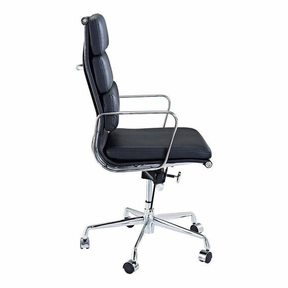 Vitra Eames Style EA219 Soft Pad Office Chair High-Back – Black Italian Leather - Brand New