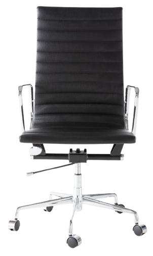 Eames EA119 Style Thin Pad Office Chair High-Back – Black Italian Leather - Brand New
