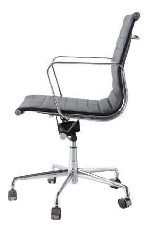 EA117 Style Thin Pad Office Chair Med-Back – Black Italian Leather - Brand New