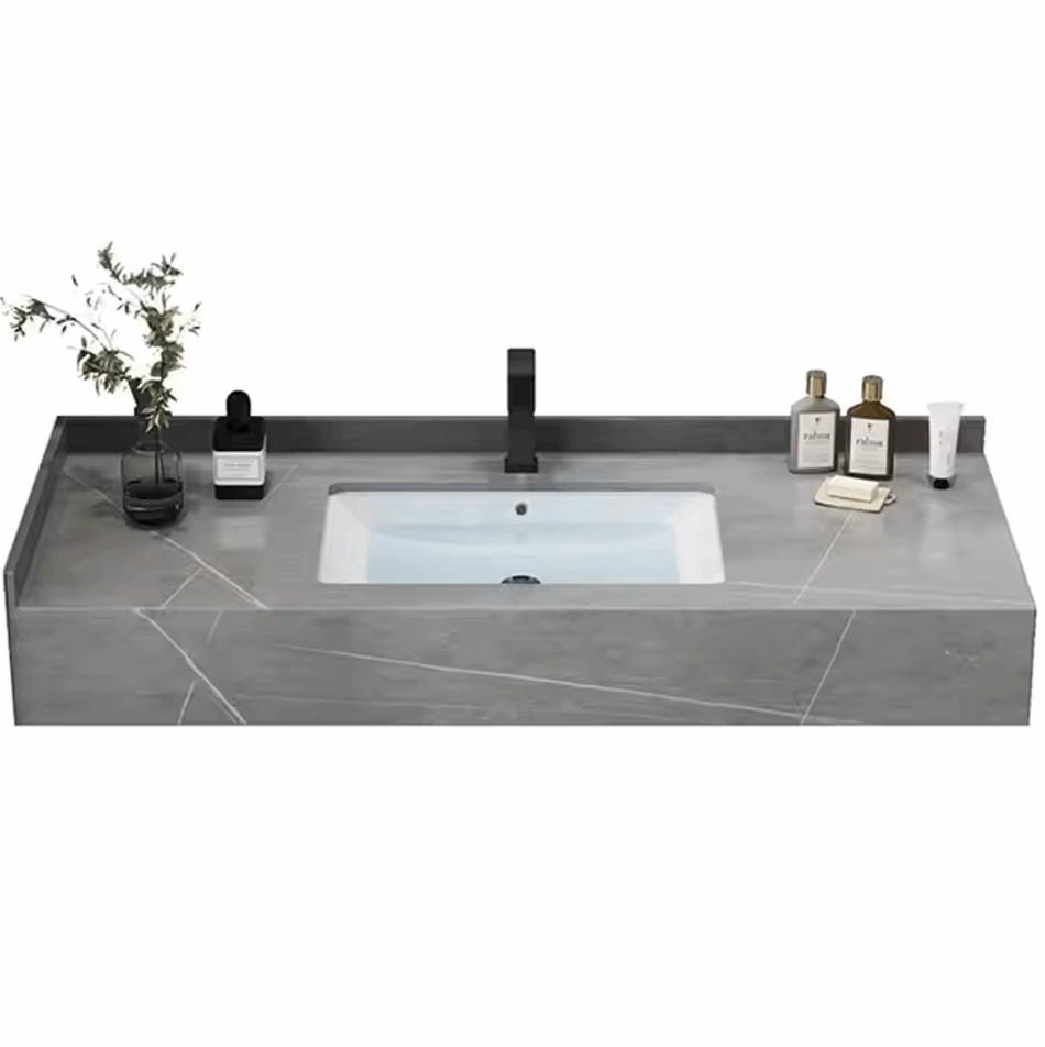Modern Floating Rock Slate Countertop Wash Basin – Marble Effect Ceramic Sink with Optional Matching Under-Sink Rock Slab | 800 x 500mm | 3 Colors
