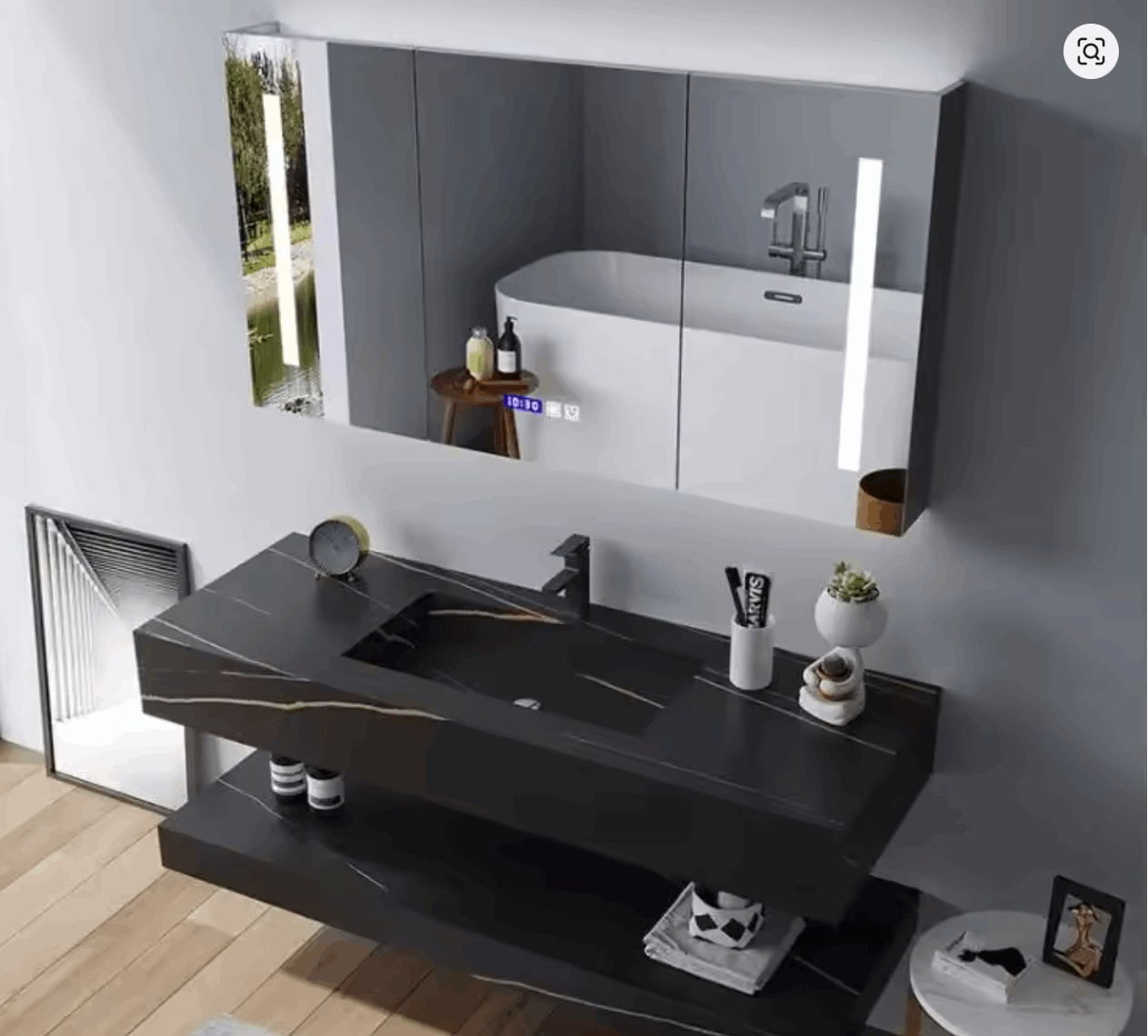 Modern Floating Rock Slate Countertop Wash Basin – Marble Effect Ceramic Sink with Optional Matching Under-Sink Rock Slab | 800 x 500mm | 3 Colors