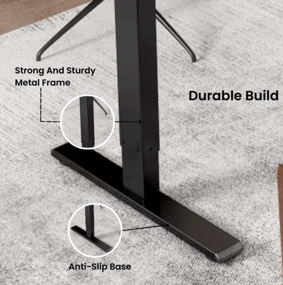Electric Height Adjustable Stand-Up Desk – Beige Tabletop with Black Frame