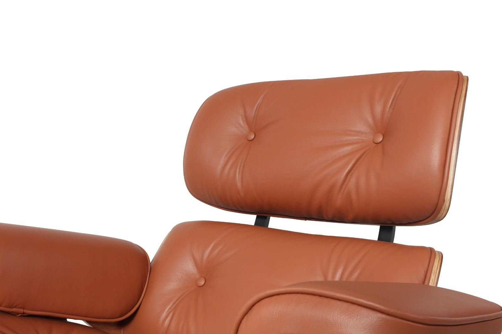 Eames Style Lounge Chair & Ottoman – Tan Italian Leather with Walnut Wood Finish