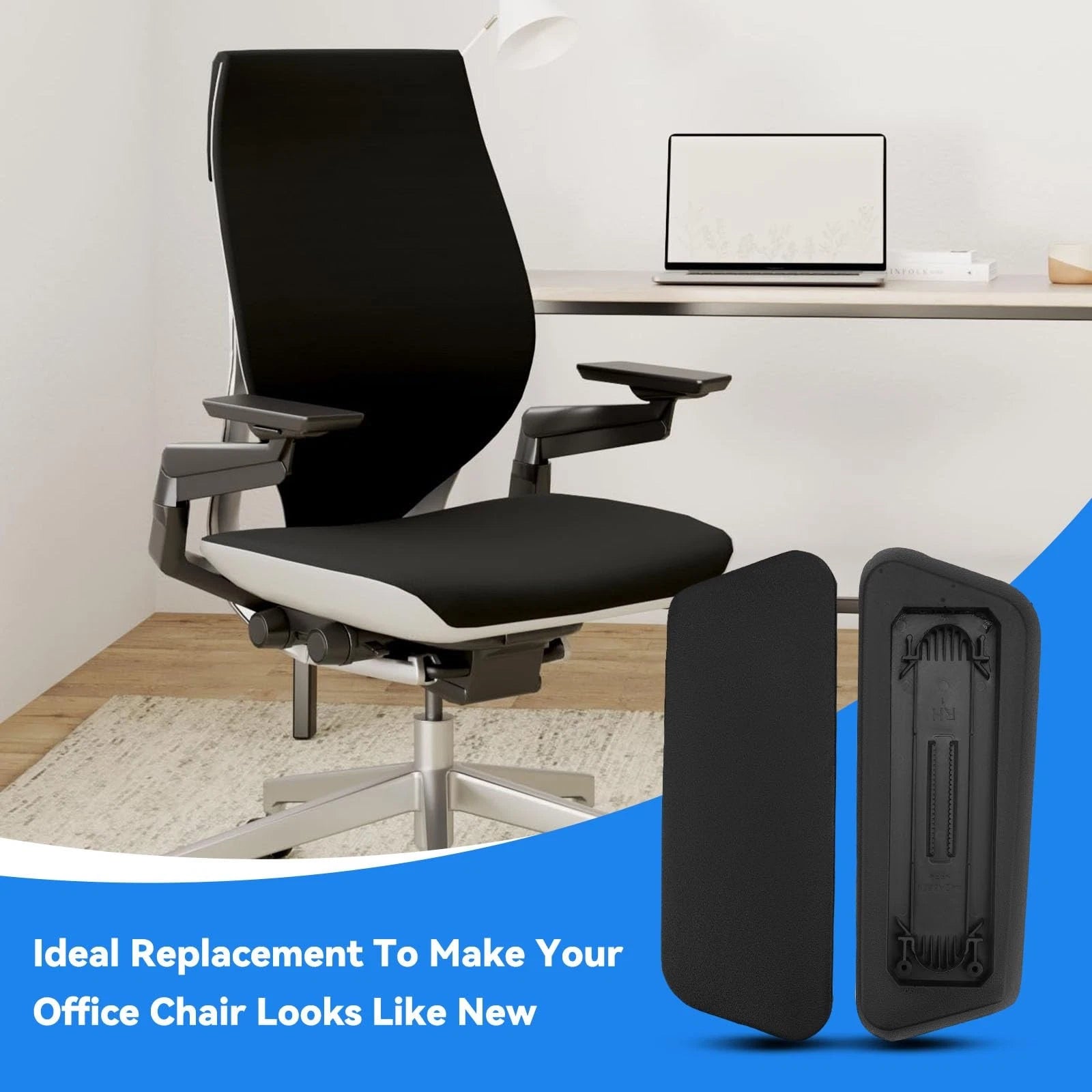 Steelcase Gesture Replacement Arm Pads – Premium Black Pair