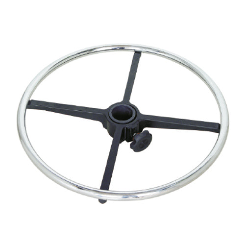 The Refurne Stool Conversion Kit for Herman Miller Aeron Chairs features a round metal ring on a black cross-shaped base, perfect for upgrading your drafting chair or using as a standing desk chair accessory.