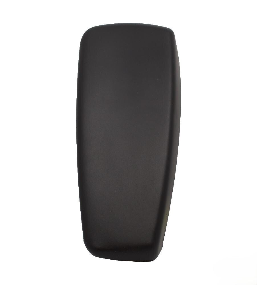 A black, rectangular, slightly curved arm pad with rounded edges, shown against a white background. This is a Refurne Herman Miller Embody Chair OEM Arm Pad in black vinyl, including screws for installation.