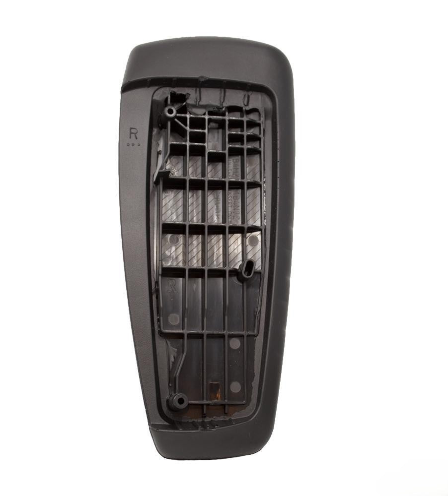 A pair of black vinyl OEM arm pads for the Herman Miller Embody Chair by Refurne, shown from the back with mounting screws included. The matte surface features some textured areas for comfort and durability.