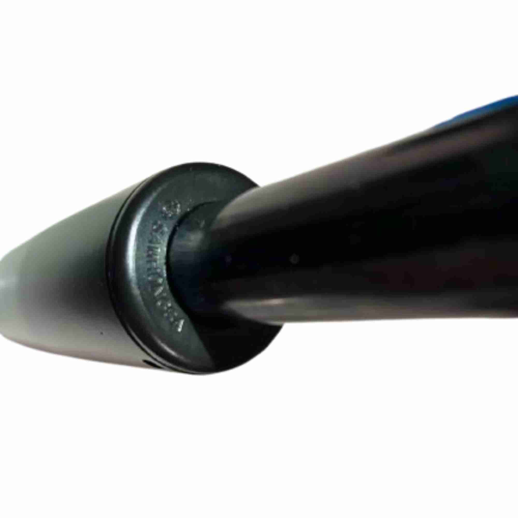 Close-up of a black Side-Activated Gas Lift Cylinder for Steelcase Leap Chair V2 by Refurne, designed for chair height adjustment, shown against a white background.