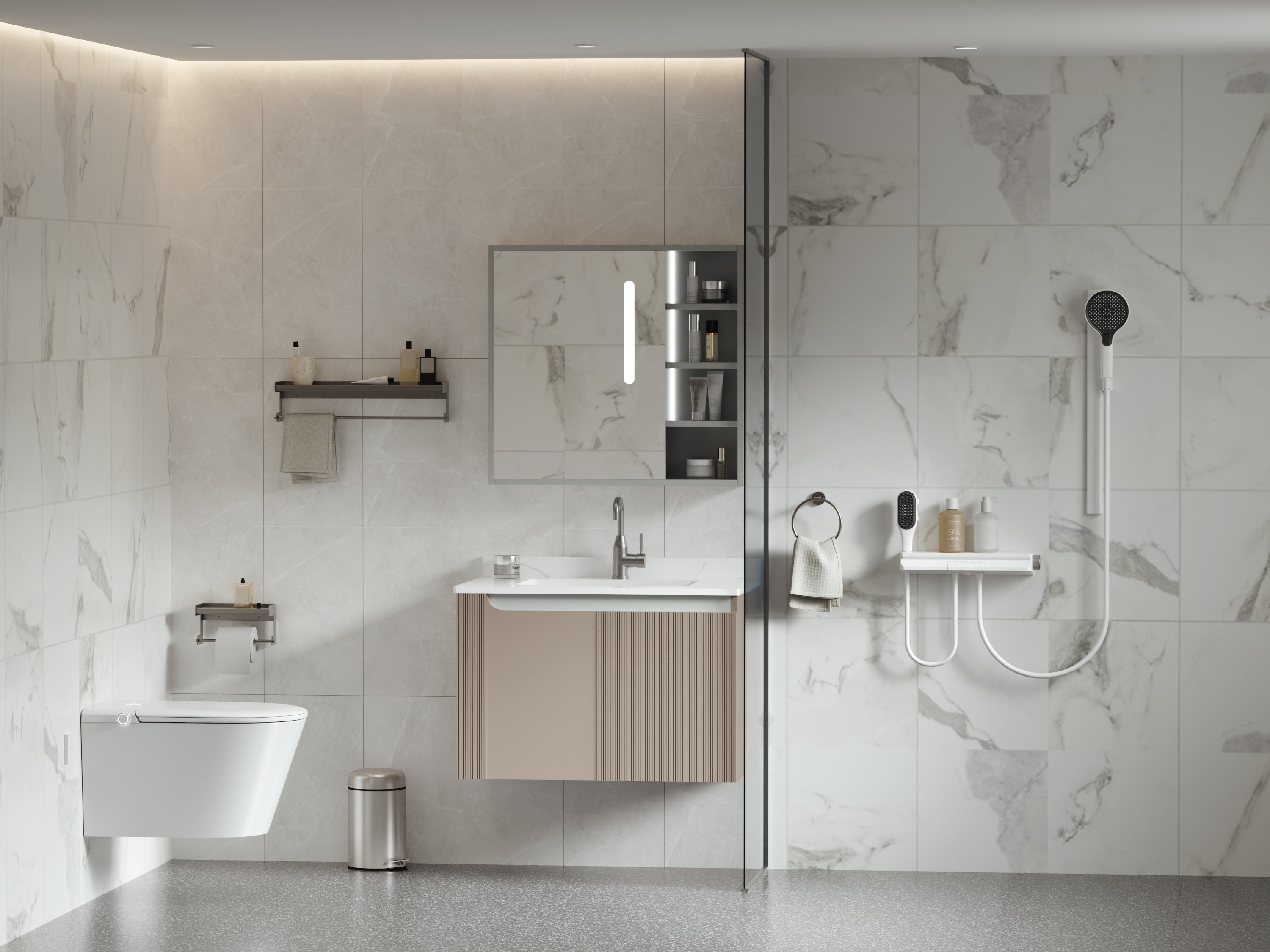 Modern Japanese Wall-Mounted Smart Toilet with Heated Seat, Remote Control, and Advanced Hygiene Features