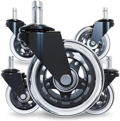 Herman Miller Clear Rollerblade Wheels – Set of 5 – 3-Inch – Smooth Silent Gliding – Universal Fit