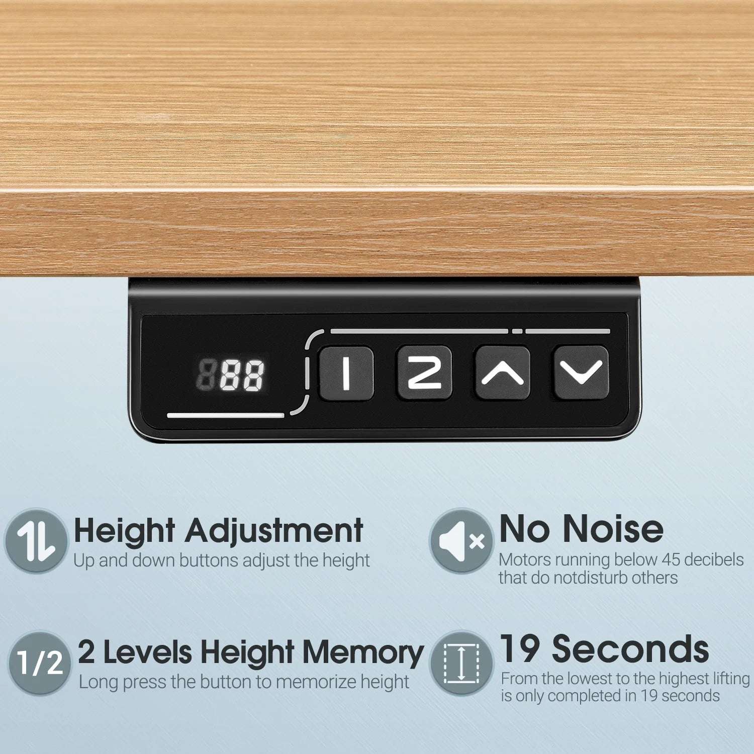 Electric Height Adjustable Stand-Up Desk – Beige Tabletop with Black Frame