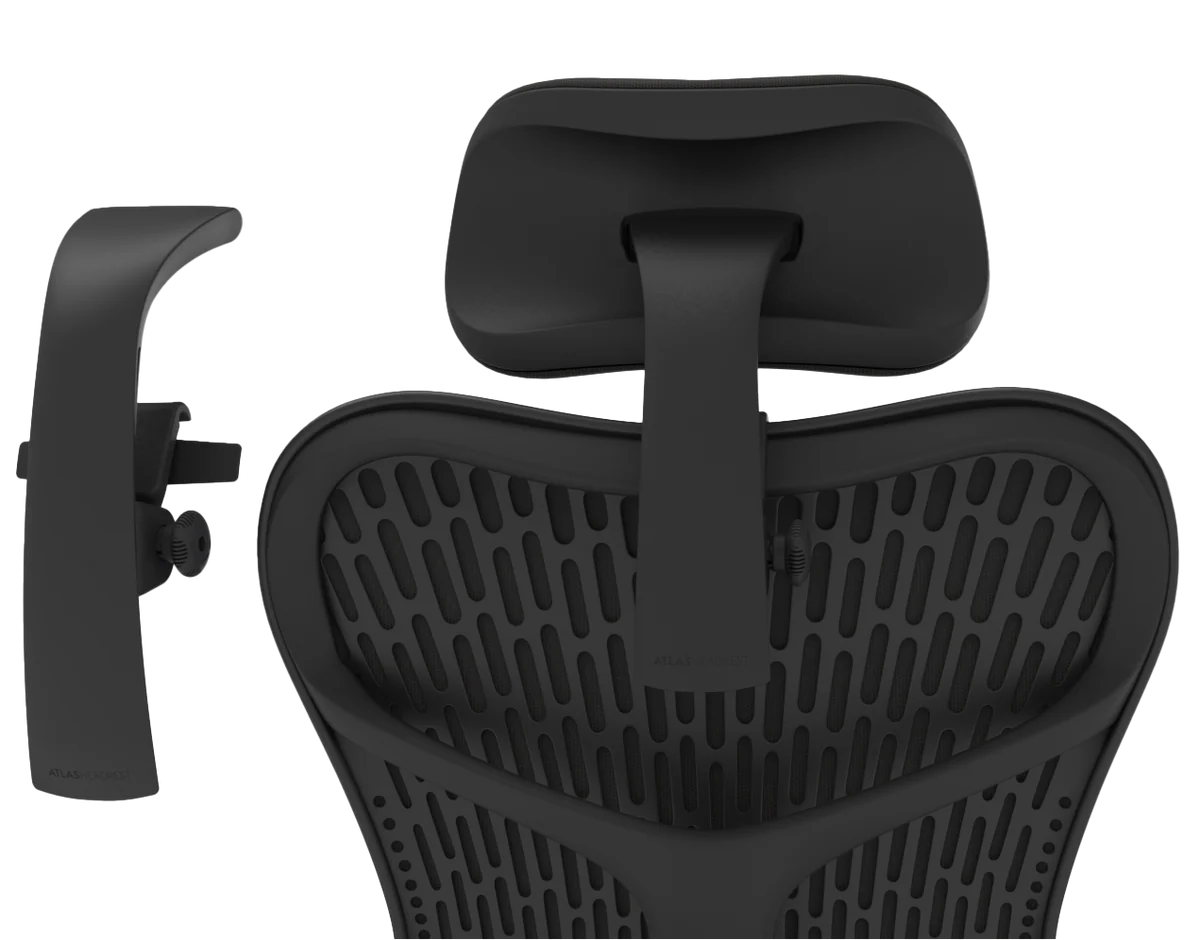 Atlas Headrest for Herman Miller Mirra 2 – Graphite Frame / Black Fabric