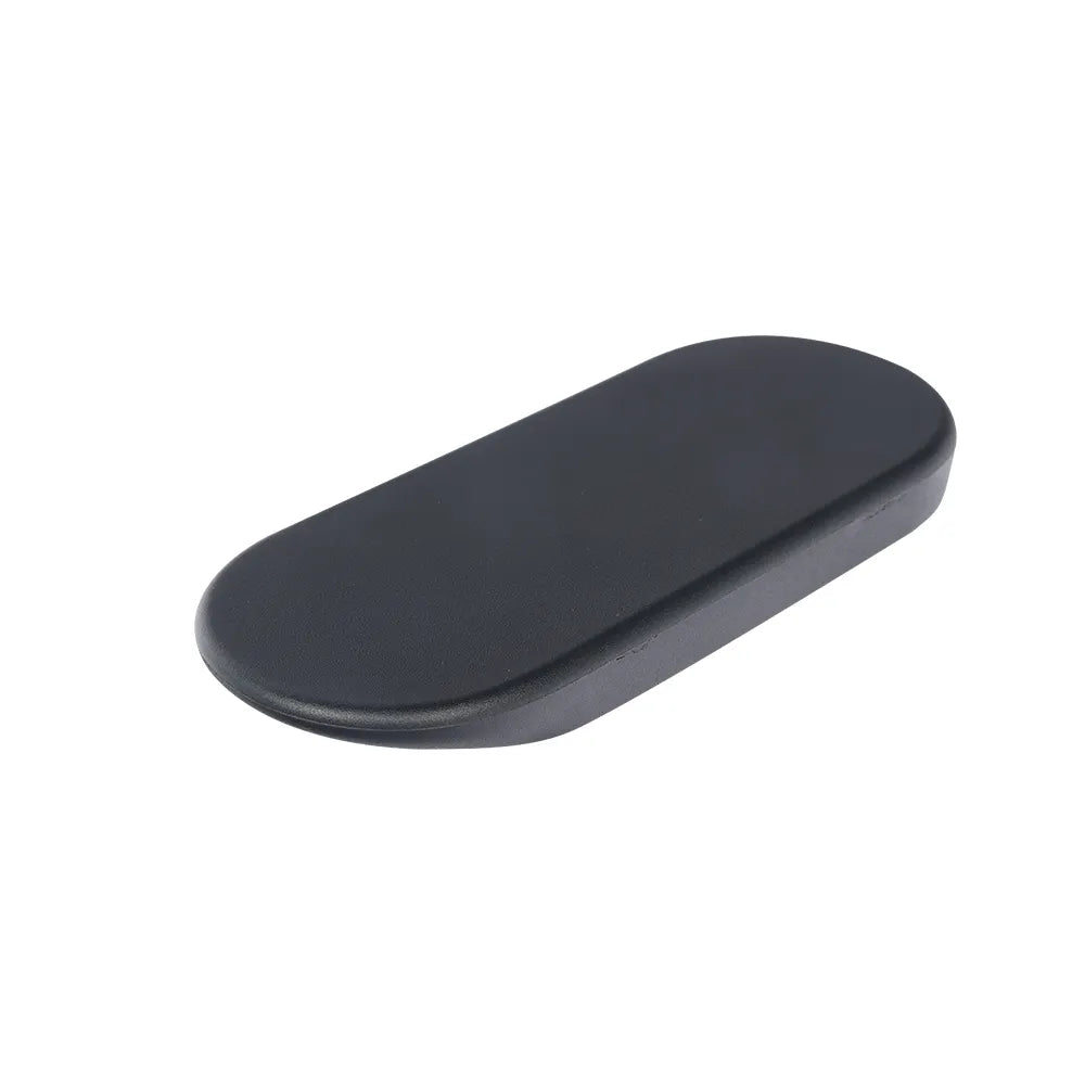 Refurne Herman Miller Sayl 2 - 4D Armpads in black (pair) are sustainable, oval-shaped plastic replacement armrest pads with a smooth surface, shown on a white background.