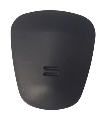 Refurne PostureFit SL Back Support Pads (top and bottom) for Aeron Remastered chairs are black, rectangular plastic pads with rounded edges and two horizontal indented lines, designed to enhance ergonomic support.