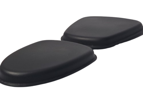 Refurne PostureFit SL Back Support Pads for Aeron Remastered Chair: Two black, rectangular foam pads with rounded edges are shown slightly stacked on a white background—perfect for ergonomic upgrades or enhancing chair support.