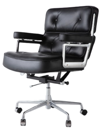 ES104 Eames Style Chair – Genuine Italian Leather, Chrome Base, Black