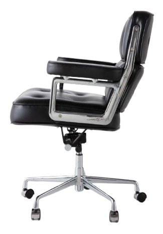 ES104 Eames Style Chair – Genuine Italian Leather, Chrome Base, Black