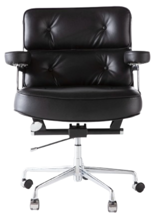 ES104 Eames Style Chair – Genuine Italian Leather, Chrome Base, Black