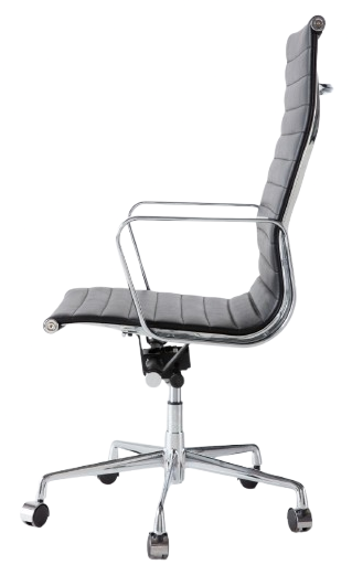Eames EA119 Style Thin Pad Office Chair High-Back – Black Italian Leather - Brand New