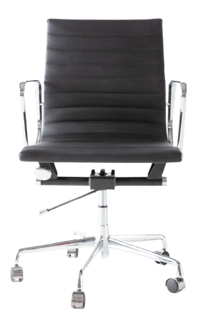EA117 Style Thin Pad Office Chair Med-Back – Black Italian Leather - Brand New