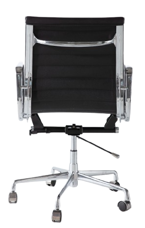 EA117 Style Thin Pad Office Chair Med-Back – Black Italian Leather - Brand New