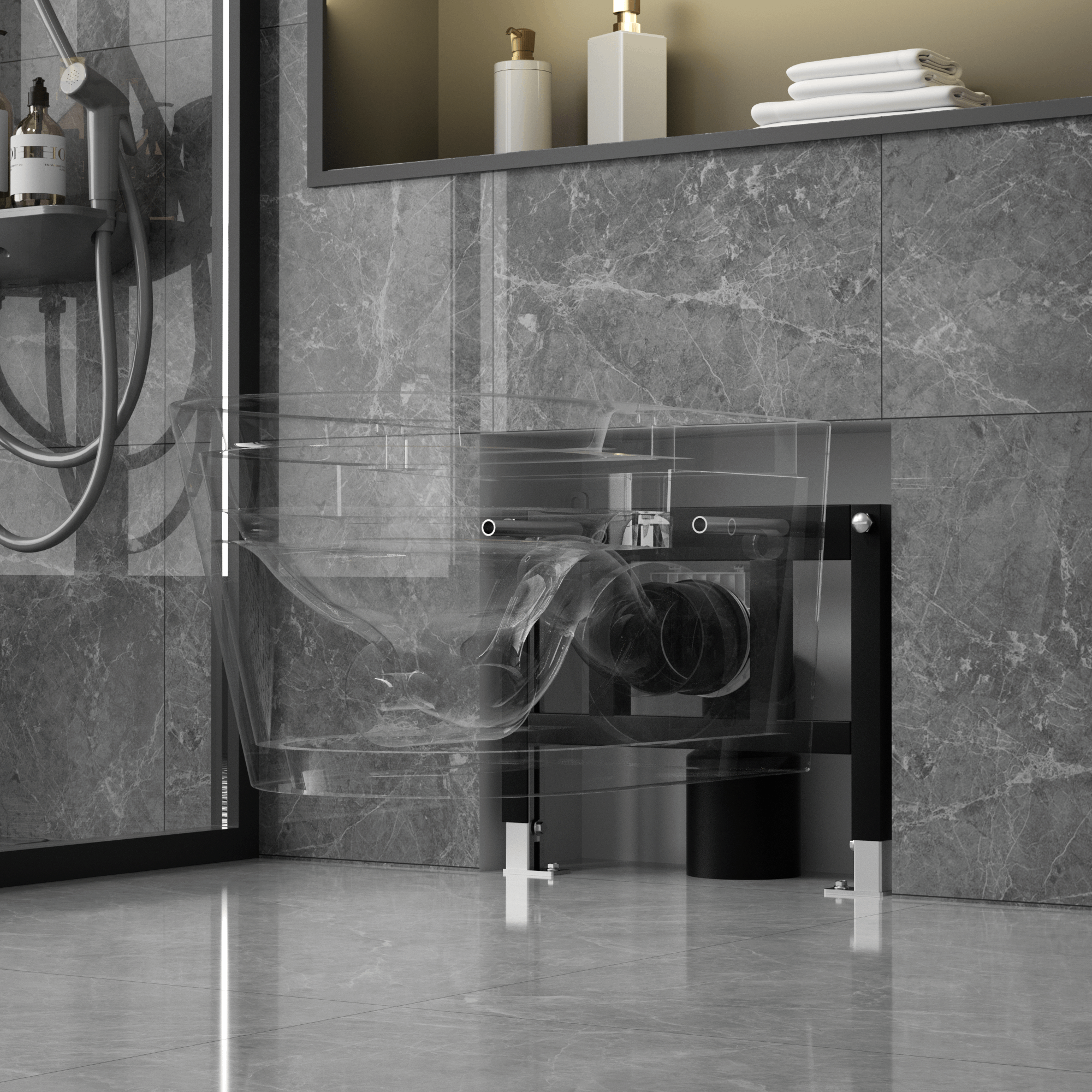 Modern Japanese Wall-Mounted Smart Toilet with Heated Seat, Remote Control, and Advanced Hygiene Features