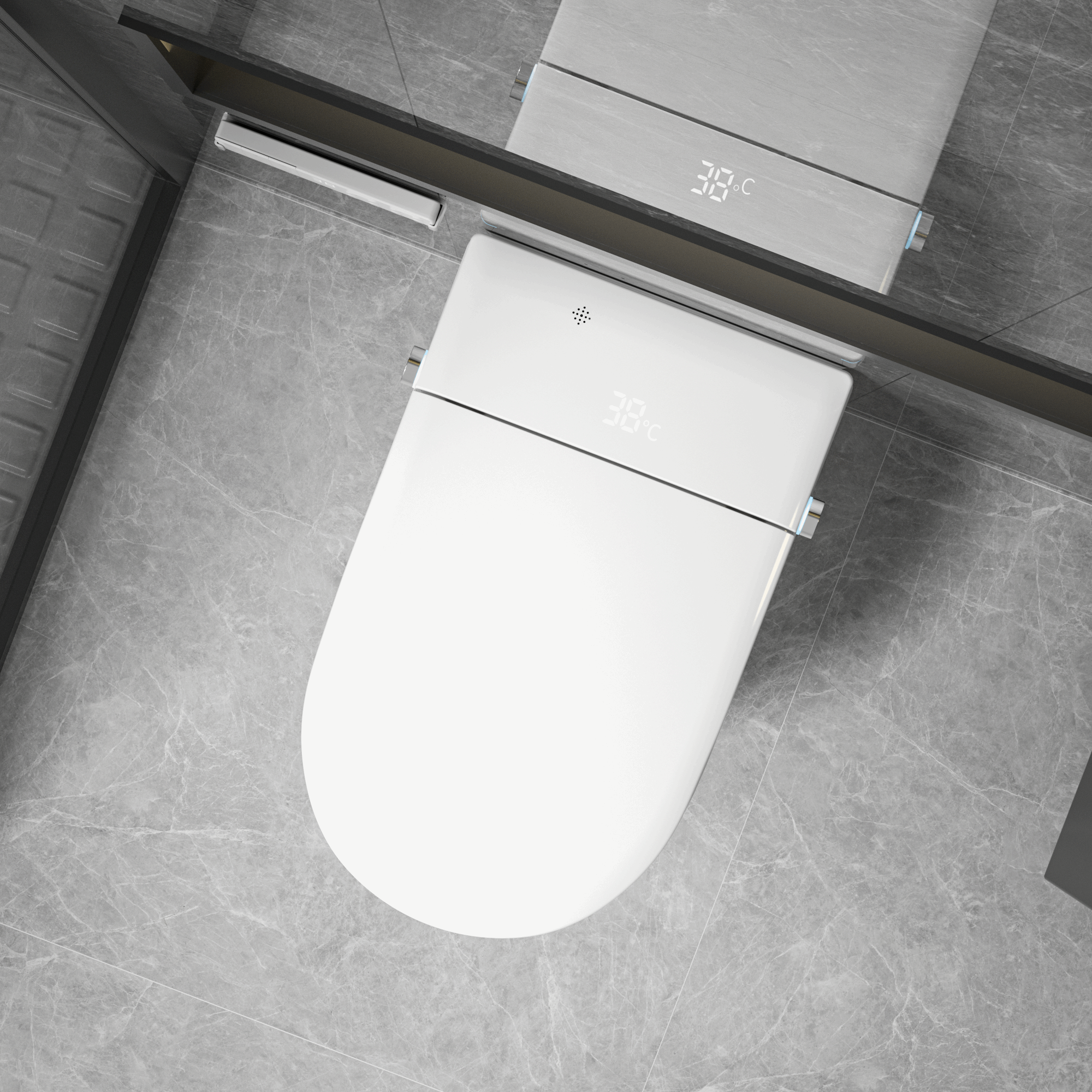 Modern Japanese Wall-Mounted Smart Toilet with Heated Seat, Remote Control, and Advanced Hygiene Features