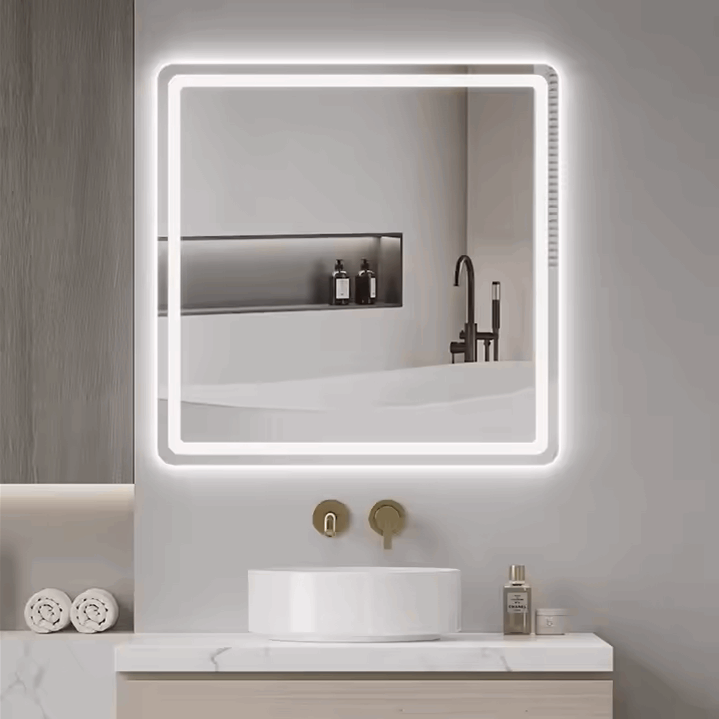Smart LED Bathroom Mirror – Square | White Light | Defogging | Frameless