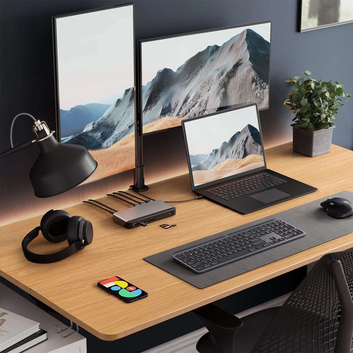 Electric Height Adjustable Stand-Up Desk – Beige Tabletop with Black Frame