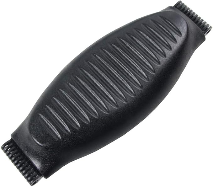 A black plastic handle grip with ribbed texture, perfect as a replacement for buckets, luggage, or carrying items—ideal to complement the Refurne Herman Miller Aeron Size B Refurbish Kit including lumbar support, casters, armpads, and seat foam.