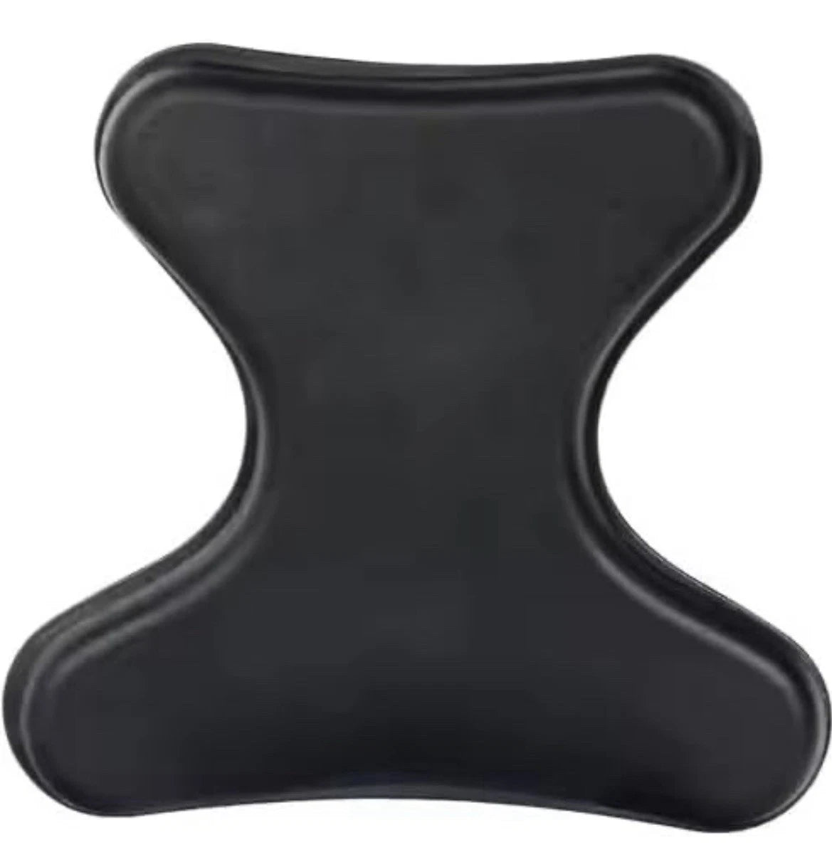 The Refurne PostureFit Butterfly Pad with Foam for Herman Miller Aeron Classic Chair is a black, ergonomic X-shaped knee pad with smooth, rounded edges—perfect as a comfort upgrade or replacement.
