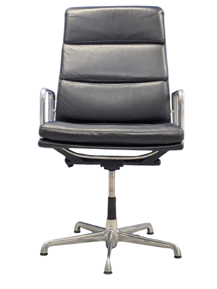 Genuine Eames ICF EA219 Soft Pad High Back Aluminium Leather Chair RRP £4113