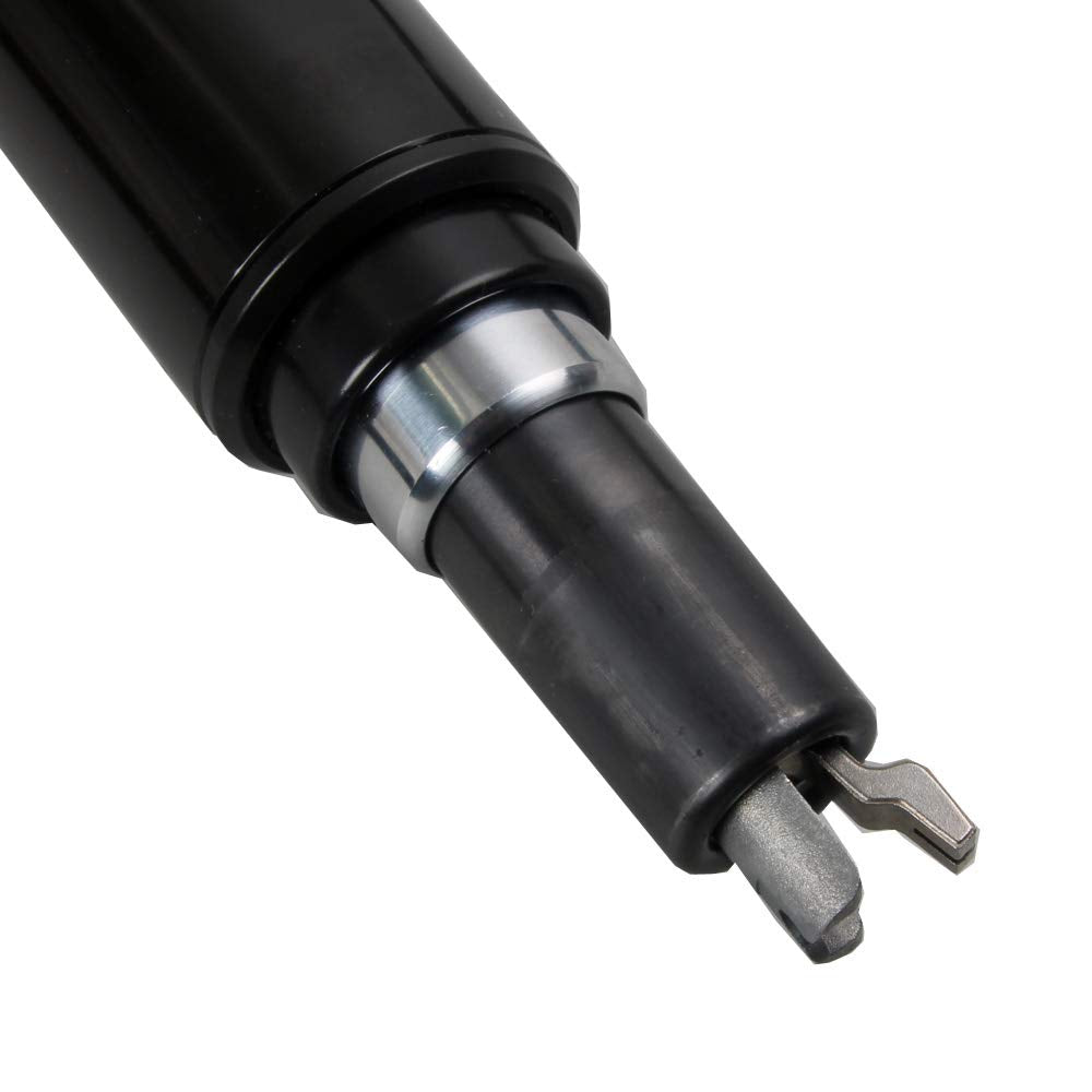 Close-up of the Refurne Gas Lift Cylinder for Herman Miller Mirra 1 & other office chairs, featuring a black and silver metal design with a specialized adjustable tip; cable side activated for easy replacement.
