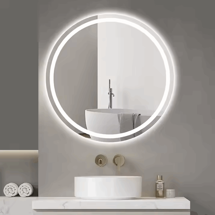 Smart LED Bathroom Mirror – Round | Defogging | Adjustable Lighting | Frameless